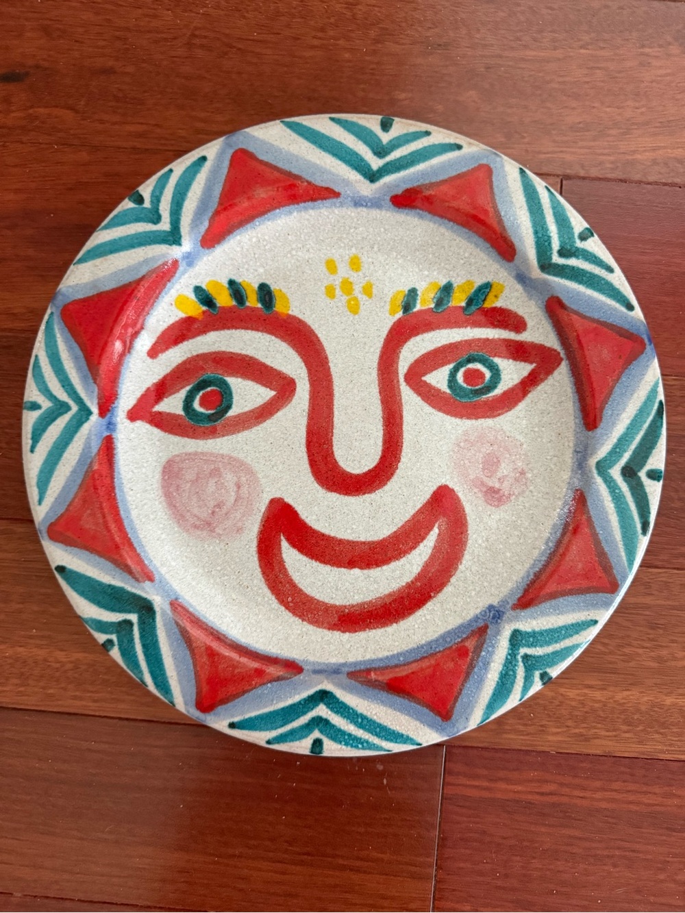 Vintage Giavanni Desimone Italian Pottery abtract face plate 9 3/4 In